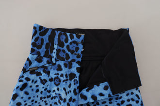 Blue Leopard Print High Waist Pants Dolce & Gabbana
