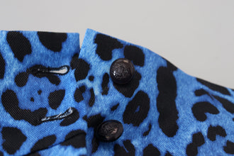 Blue Leopard Print High Waist Pants Dolce & Gabbana