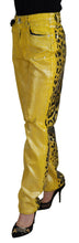 Yellow Leopard Cotton Straight Denim Jeans Dolce & Gabbana