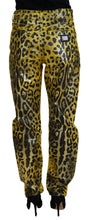 Yellow Leopard Cotton Straight Denim Jeans Dolce & Gabbana