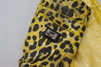 Yellow Leopard Cotton Straight Denim Jeans Dolce & Gabbana
