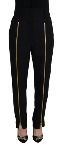 Black Wool High Waist Tapered Pants Dolce & Gabbana