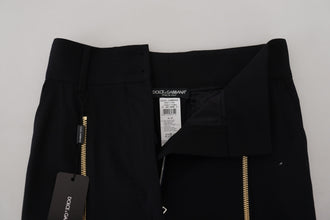 Black Wool High Waist Tapered Pants Dolce & Gabbana