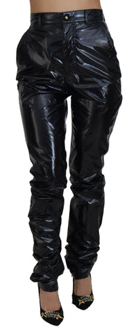 Black Nylon High Waist Skinny Pants Dolce & Gabbana
