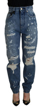 Blue Tattered Skinny Denim Cotton Jeans Dolce & Gabbana