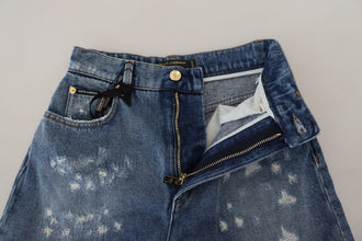 Blue Tattered Skinny Denim Cotton Jeans Dolce & Gabbana