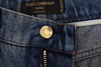 Blue Tattered Skinny Denim Cotton Jeans Dolce & Gabbana