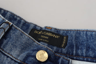 Blue Tattered Skinny Denim Cotton Jeans Dolce & Gabbana