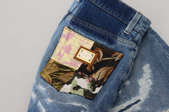 Blue Tattered Skinny Denim Cotton Jeans Dolce & Gabbana