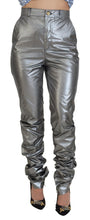 Metallic Silver High Waist Skinny Pants Dolce & Gabbana