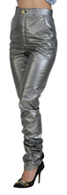 Metallic Silver High Waist Skinny Pants Dolce & Gabbana