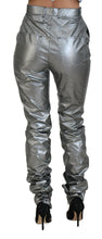 Metallic Silver High Waist Skinny Pants Dolce & Gabbana