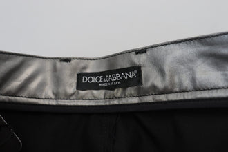 Metallic Silver High Waist Skinny Pants Dolce & Gabbana