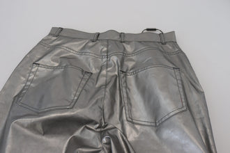 Metallic Silver High Waist Skinny Pants Dolce & Gabbana