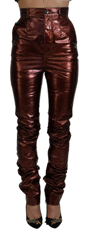 Metallic Bronze High Waist Skinny Jeans Dolce & Gabbana
