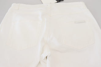 White Floral Embroidery Skinny Denim Jeans Dolce & Gabbana