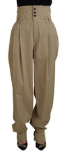 Brown Cotton High Waist Tapered Pants Dolce & Gabbana