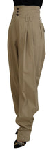 Brown Cotton High Waist Tapered Pants Dolce & Gabbana