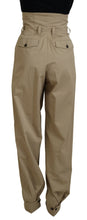 Brown Cotton High Waist Tapered Pants Dolce & Gabbana