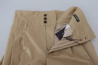 Brown Cotton High Waist Tapered Pants Dolce & Gabbana