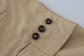 Brown Cotton High Waist Tapered Pants Dolce & Gabbana