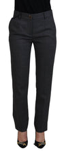 Gray Stripes Wool Tapered Women Pants Dolce & Gabbana