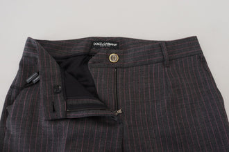 Gray Stripes Wool Tapered Women Pants Dolce & Gabbana