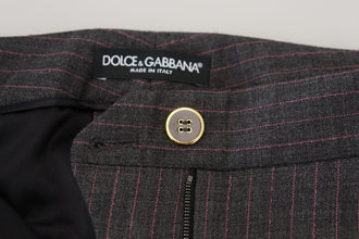 Gray Stripes Wool Tapered Women Pants Dolce & Gabbana