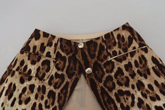 Brown Leopard Print Wool A-line Mini Skirt Dolce & Gabbana