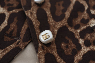 Brown Leopard Print Wool A-line Mini Skirt Dolce & Gabbana