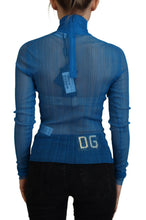 Blue Mesh Turtleneck Long Sleeve Blouse Top Dolce & Gabbana