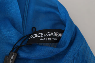 Blue Mesh Turtleneck Long Sleeve Blouse Top Dolce & Gabbana
