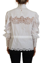 White Cotton Lace Trim Turtle Neck Blouse Top Dolce & Gabbana