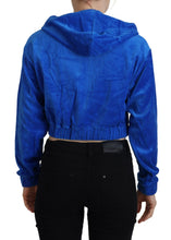 Blue Cotton Full Zip Cropped Hooded Sweatshirt Sweater Juicy Couture