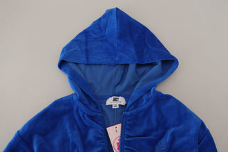 Blue Cotton Full Zip Cropped Hooded Sweatshirt Sweater Juicy Couture