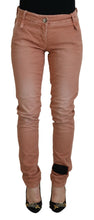 Pink Mid Waist Slim Fit Women Casual Pants Acht
