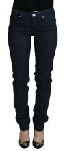 Blue Cotton Low Waist Slim Fit Women Casual Denim Jeans Acht