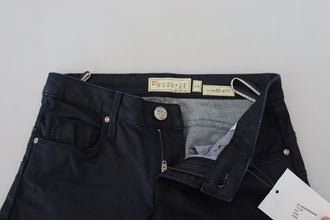 Blue Cotton Low Waist Slim Fit Women Casual Denim Jeans Acht
