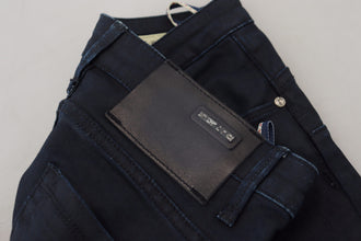 Blue Cotton Low Waist Slim Fit Women Casual Denim Jeans Acht