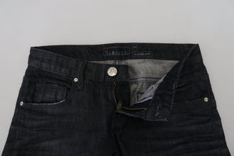 Black Cotton Low Waist Slim Fit Women Casual Denim Jeans Acht