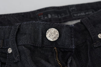 Black Cotton Low Waist Slim Fit Women Casual Denim Jeans Acht