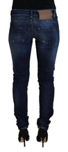 Blue Cotton Low Waist Slim Fit Women Casual Denim Jeans Acht