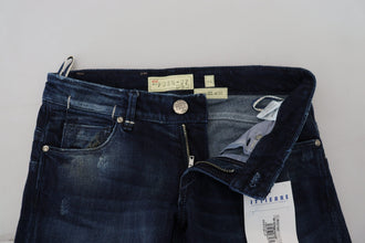 Blue Cotton Low Waist Slim Fit Women Casual Denim Jeans Acht