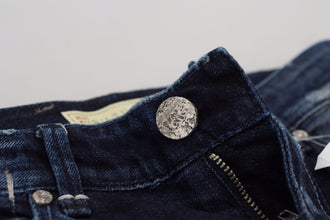 Blue Cotton Low Waist Slim Fit Women Casual Denim Jeans Acht