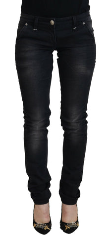 Black Washed Cotton Skinny Women Casual Denim Jeans Acht