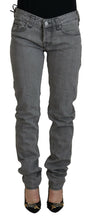 Gray Washed Cotton Skinny Women Casual Denim Jeans Care Label