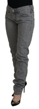 Gray Washed Cotton Skinny Women Casual Denim Jeans Care Label