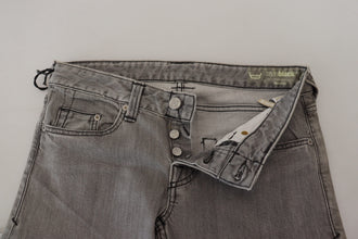 Gray Washed Cotton Skinny Women Casual Denim Jeans Care Label