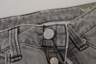 Gray Washed Cotton Skinny Women Casual Denim Jeans Care Label