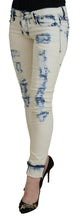 White Blue Cotton Skinny Women Tattered Denim Jeans Acht